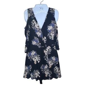 Altered State Cold Shoulder Floral Print Wrap Front Romper Women's Sz S